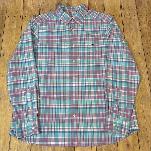 Vineyard Vines On The Go Performance Nylon Shirt Large Plaid - Picture 6 of 8